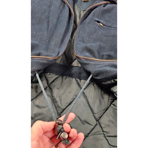 London fog vintage S REG blue green canvas warm winter car jacket cinch waist - Picture 5 of 9